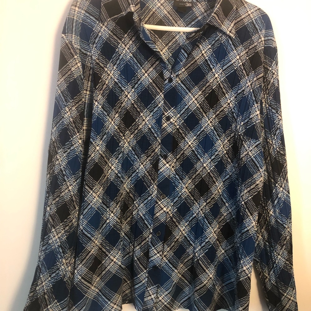 Silky Plaid Button Up Blouse